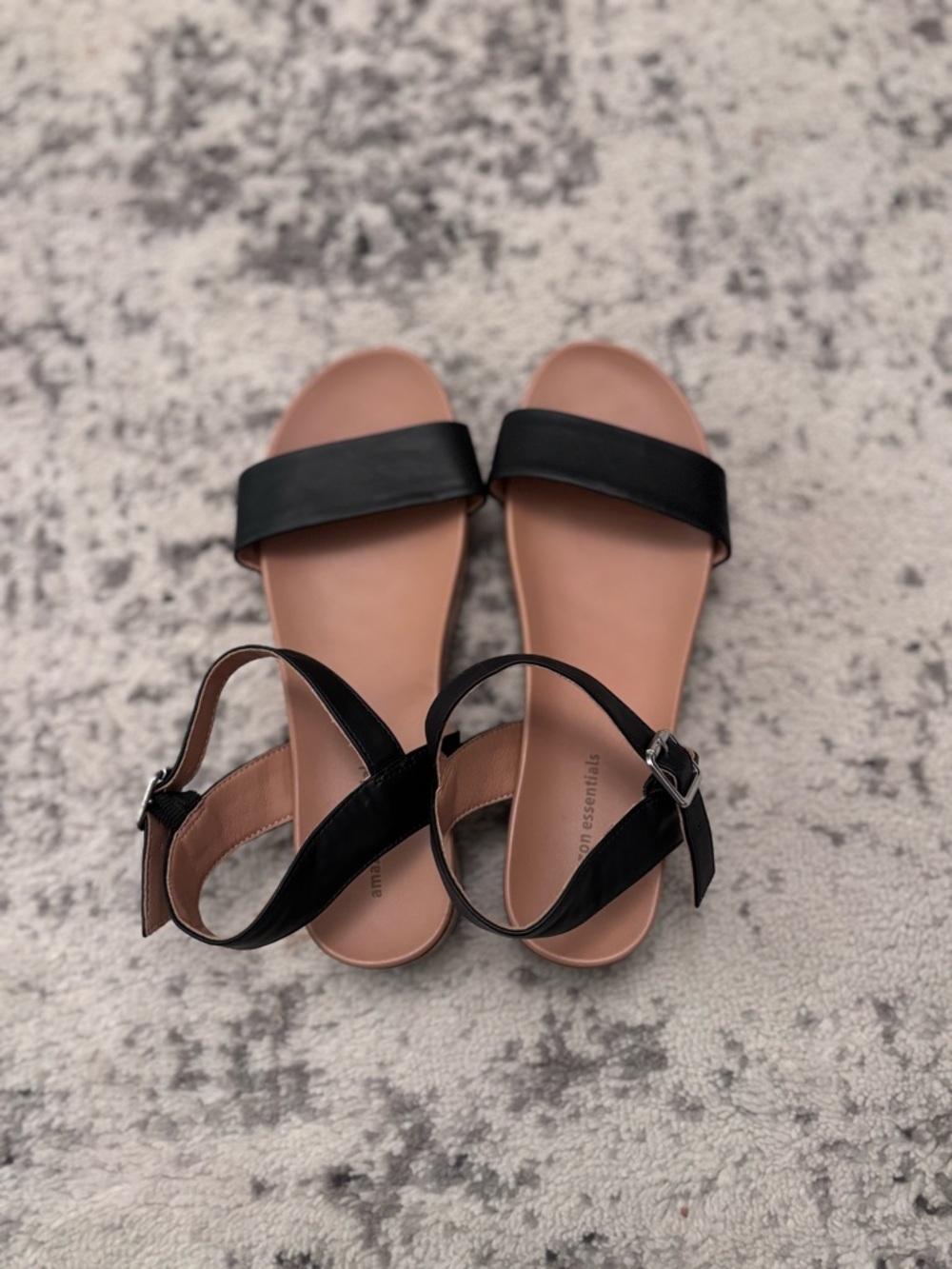 Classic Black Single-Strap Ankle-Buckle‎ Sandals